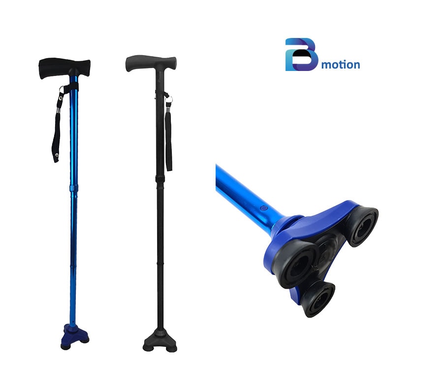 Bengala em Alumínio Dobrável com Ponteira em Tripé